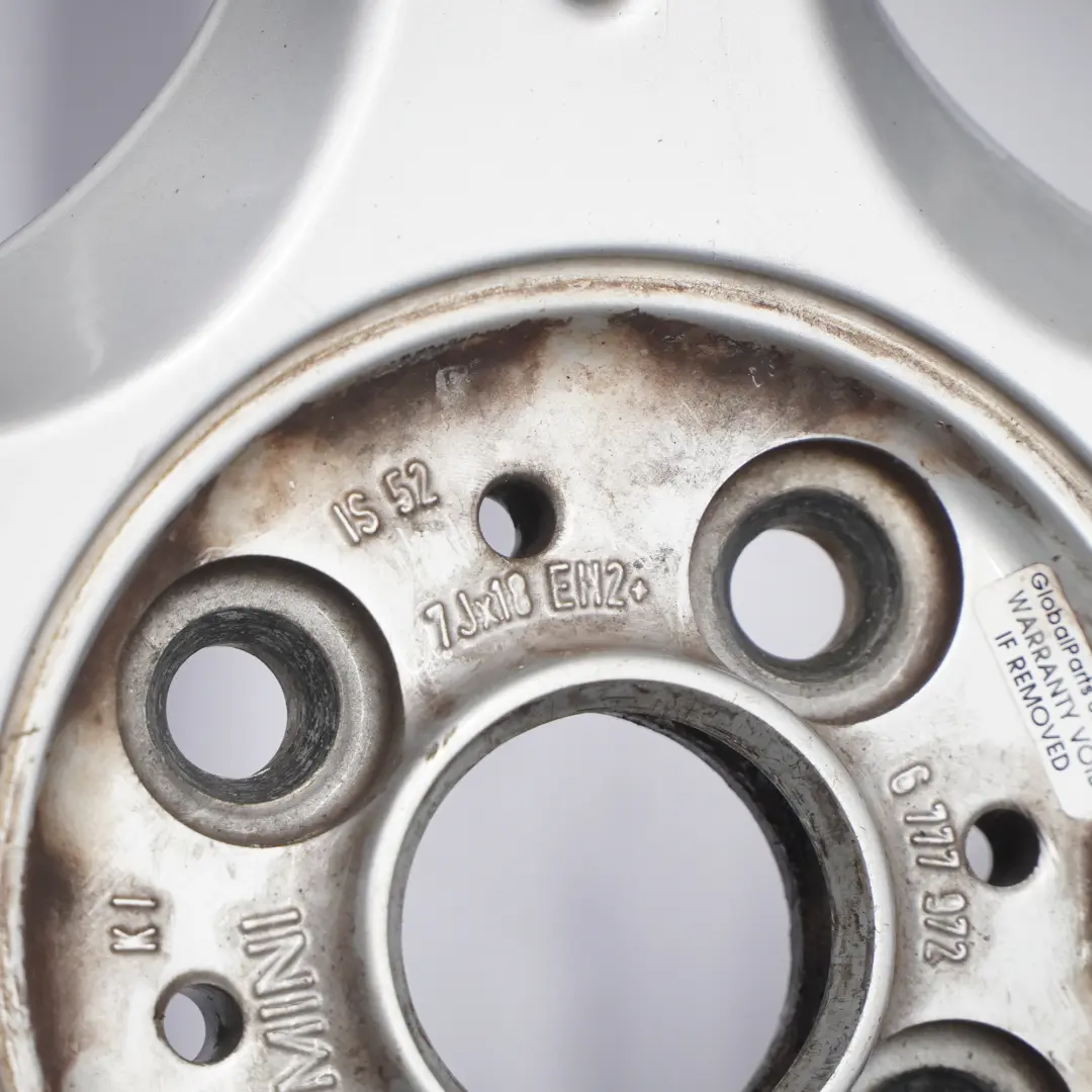 Alloy Rim 18" 7J ET:52 JCW Star Spoke R95 to Mini R50 R53 R56 Silver Wheel with Part number 6777972 Mini R50 R53 R56 Silver Wheel Alloy Rim 18" 7J ET:52 JCW Star Spoke R95 - SKU 6777972-4 - Part number 6777972