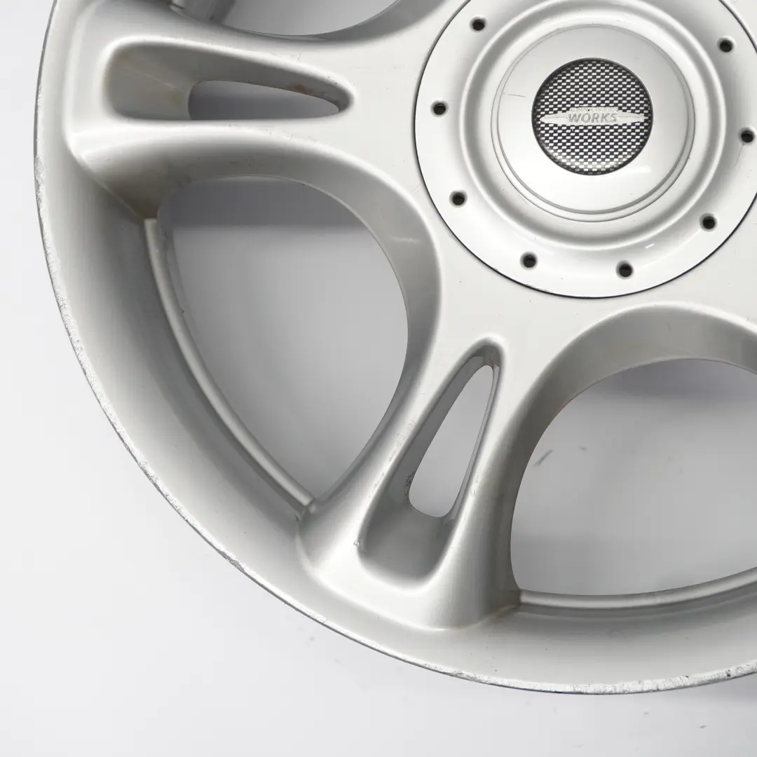 Alloy Rim 18" 7J ET:52 JCW Star Spoke R95 to Mini R50 R53 R56 Silver Wheel with Part number 6777972 Mini R50 R53 R56 Silver Wheel Alloy Rim 18" 7J ET:52 JCW Star Spoke R95 - SKU 6777972-4 - Part number 6777972