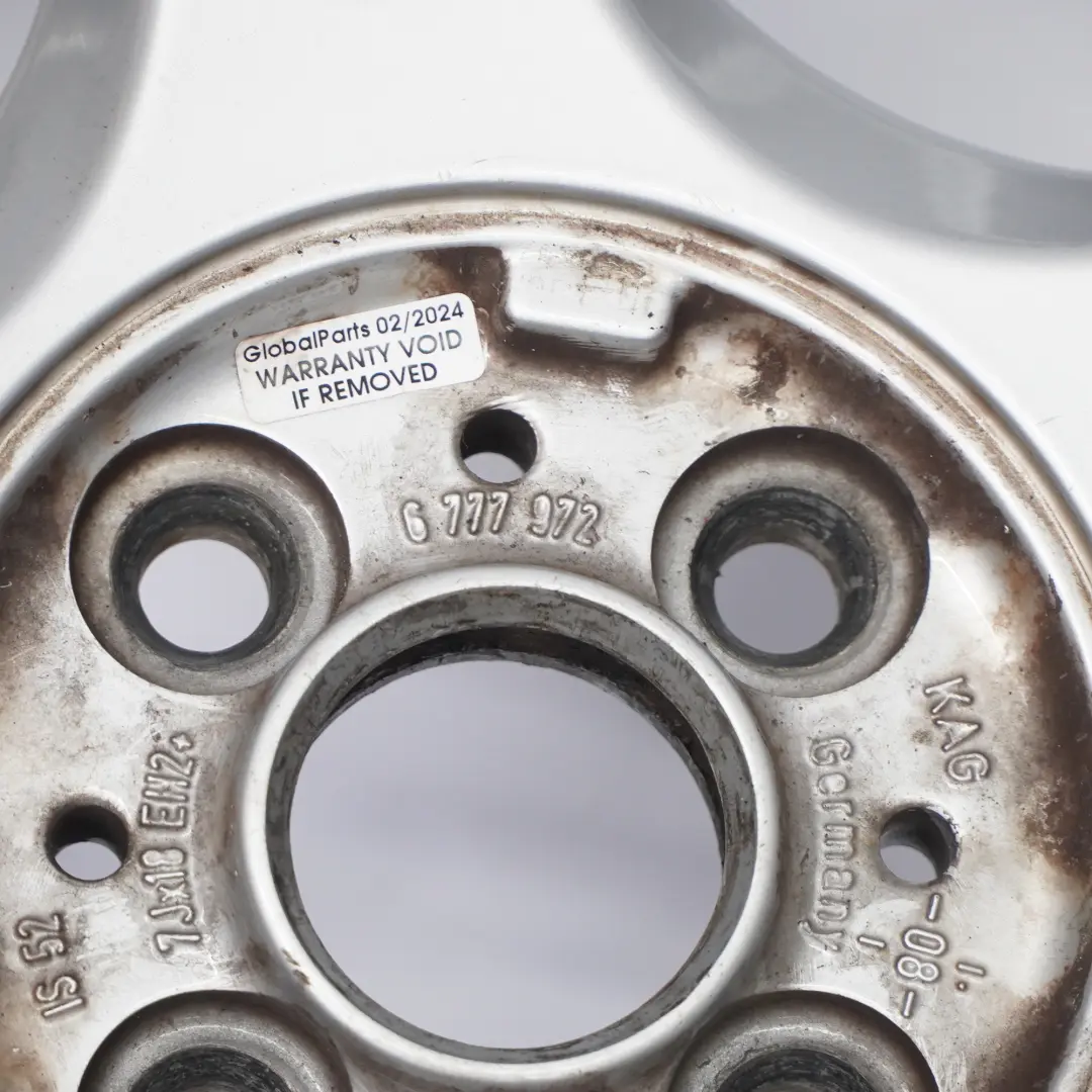 Alloy Rim 18" 7J ET:52 JCW Star Spoke R95 to Mini R50 R53 R56 Silver Wheel with Part number 6777972 Mini R50 R53 R56 Silver Wheel Alloy Rim 18" 7J ET:52 JCW Star Spoke R95 - SKU 6777972-4 - Part number 6777972