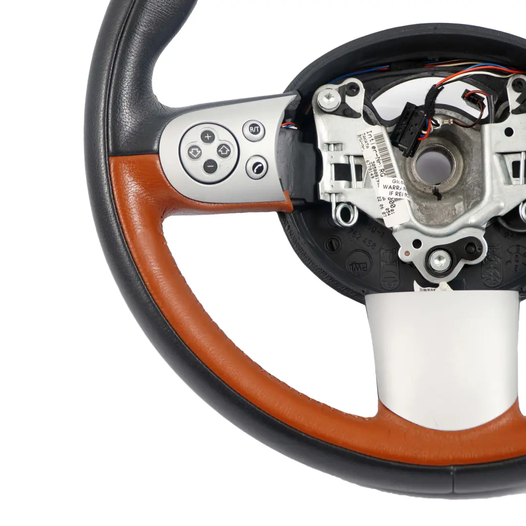 Sport Steering Wheel Mini Cooper R50 Black / Brown Leather Mulifunction - SKU 6778149 - Part number 6778149