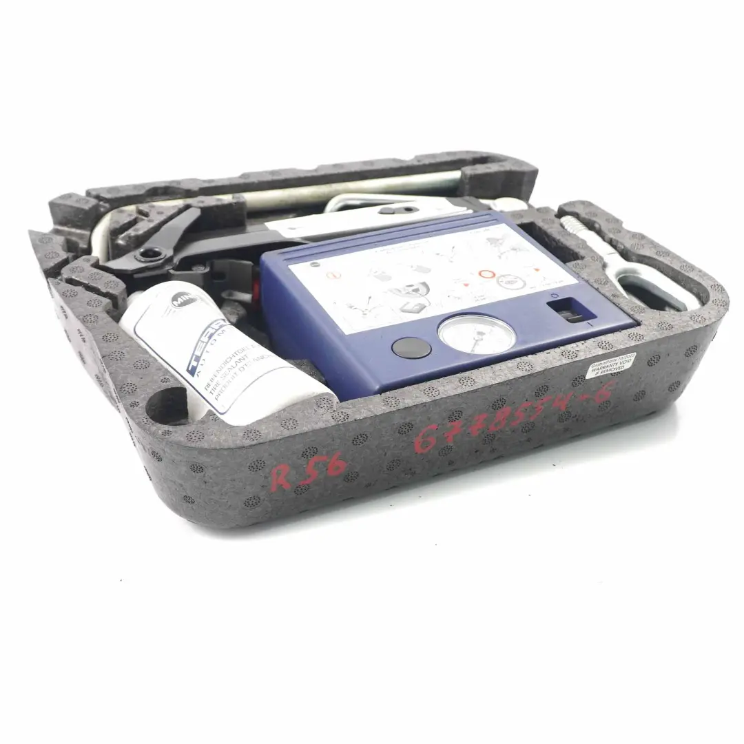  Service Kit Mini R56 R57 Compressor Tool Lifting Jack Tyre Sealant Storage - SKU 6778554-6 - Part number 6778554
