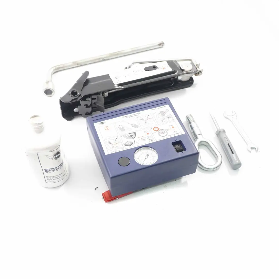 Strumento di sollevamento Jack Stoccaggio sigillante per Mini R56 R57 Compressore con numero di parte 6778554 Mini R56 R57 Compressore Strumento di sollevamento Jack Stoccaggio sigillante - SKU 6778554-6 - Numero di parte 6778554