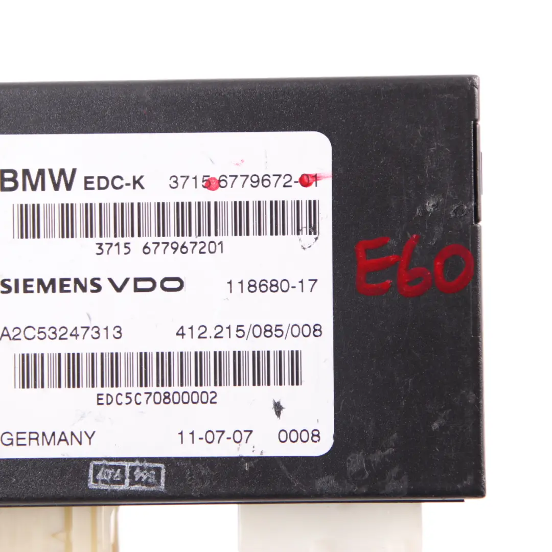 EDC-K Control Unit Module ECU Rear Suspension to BMW E60 M5 E63 M6 E65 with Part number 6779672 BMW E60 M5 E63 M6 E65 EDC-K Control Unit Module ECU Rear Suspension - SKU 6779672 - Part number 6779672