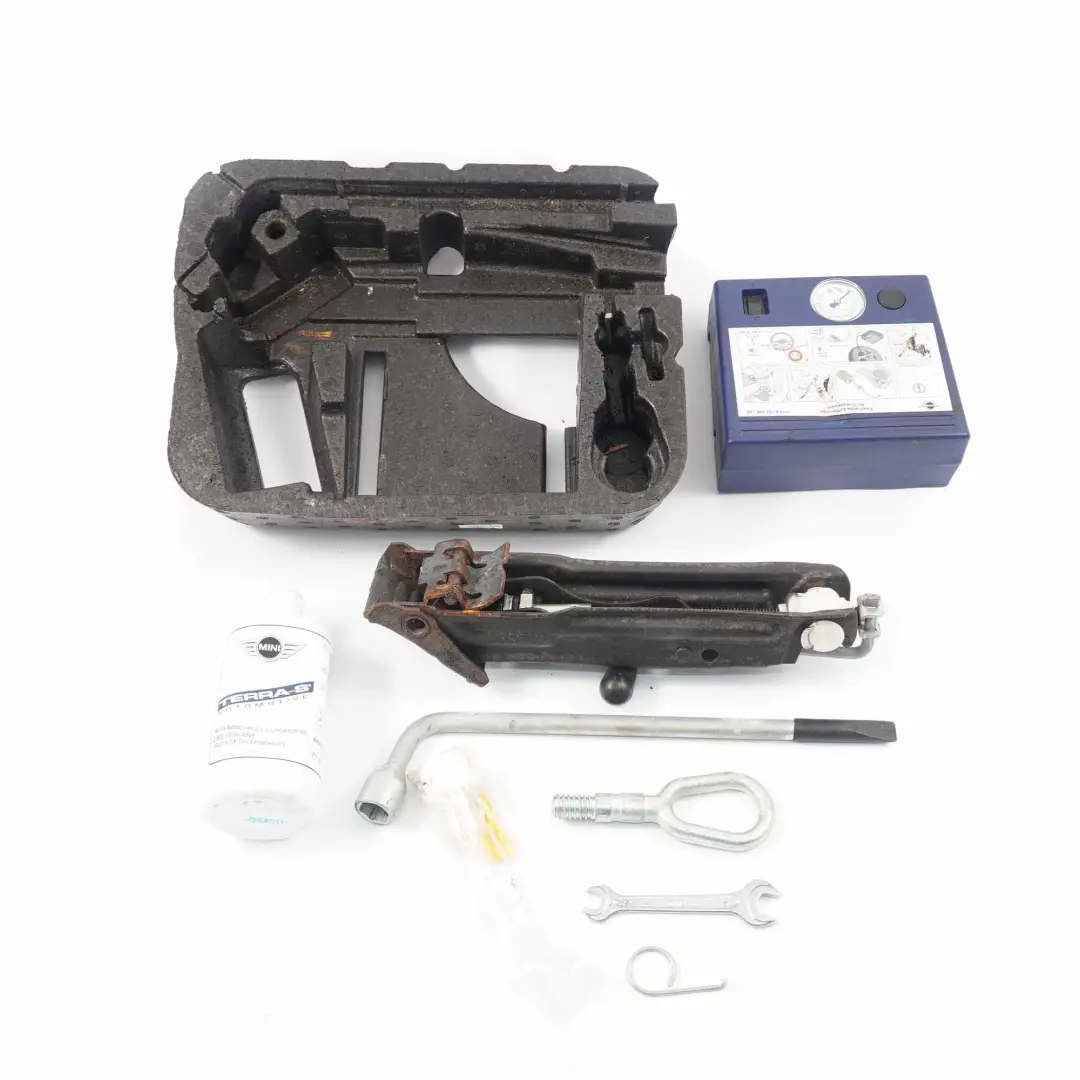 Toolkit Tool Set Lifting Jack Spanner Compressor to Mini R50 R53 R55 R56 with Part number 6779731 Mini R50 R53 R55 R56 Toolkit Tool Set Lifting Jack Spanner Compressor - SKU 6779731-2 - Part number 6779731