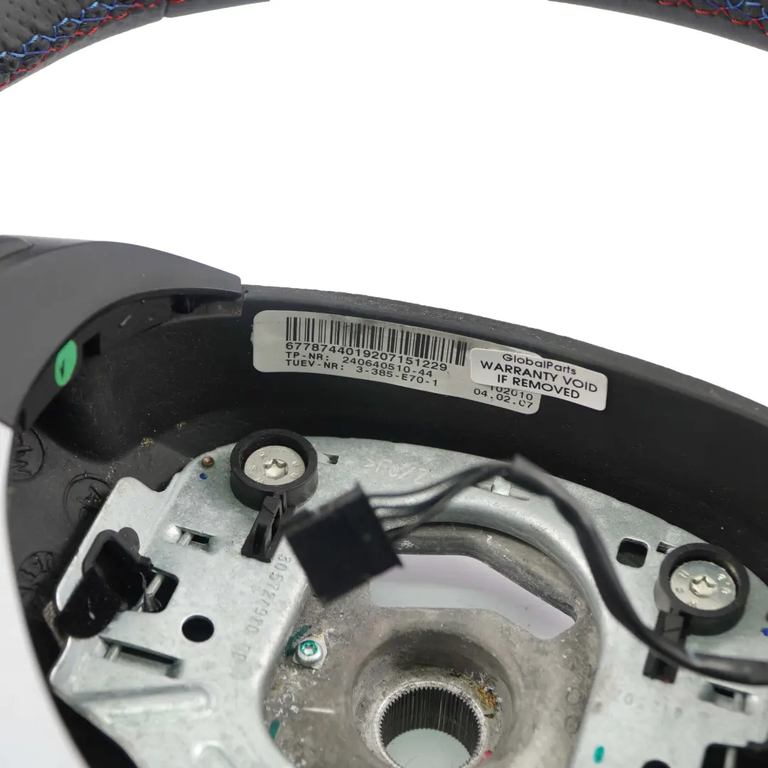 Nuova Pelle Nera Volante Sportivo Nero M-tricolori per BMW X5 E70 con numero di parte 6780544 BMW X5 E70 Nuova Pelle Nera Volante Sportivo Nero M-tricolori - SKU 6780544-1 - Numero di parte 6780544