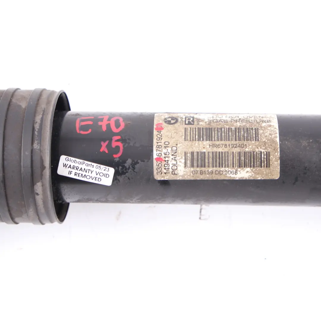 Strut BMW X5 E70 Rear Right O/S Suspension Shock Absorber to Spring with Part number 6781924 Spring Strut BMW X5 E70 Rear Right O/S Suspension Shock Absorber - SKU 6781924 - Part number 6781924