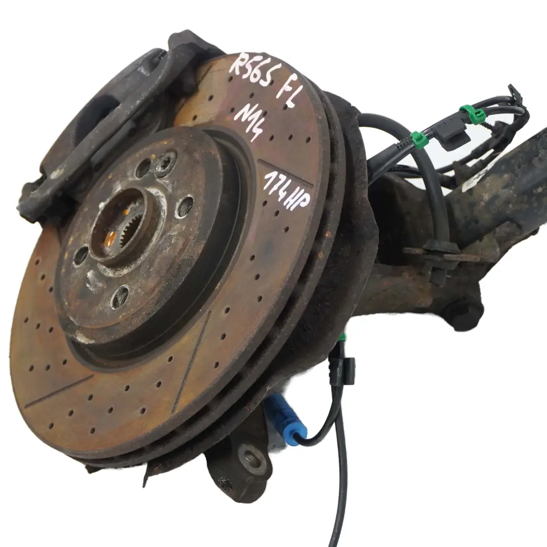 Suspension Delantera Izquierda Pierna Strut Muelle Freno Perforado para Mini R56 con número de pieza 6782209 Mini R56 Suspension Delantera Izquierda Pierna Strut Muelle Freno Perforado - SKU 6782209-3 - Número de pieza 6782209