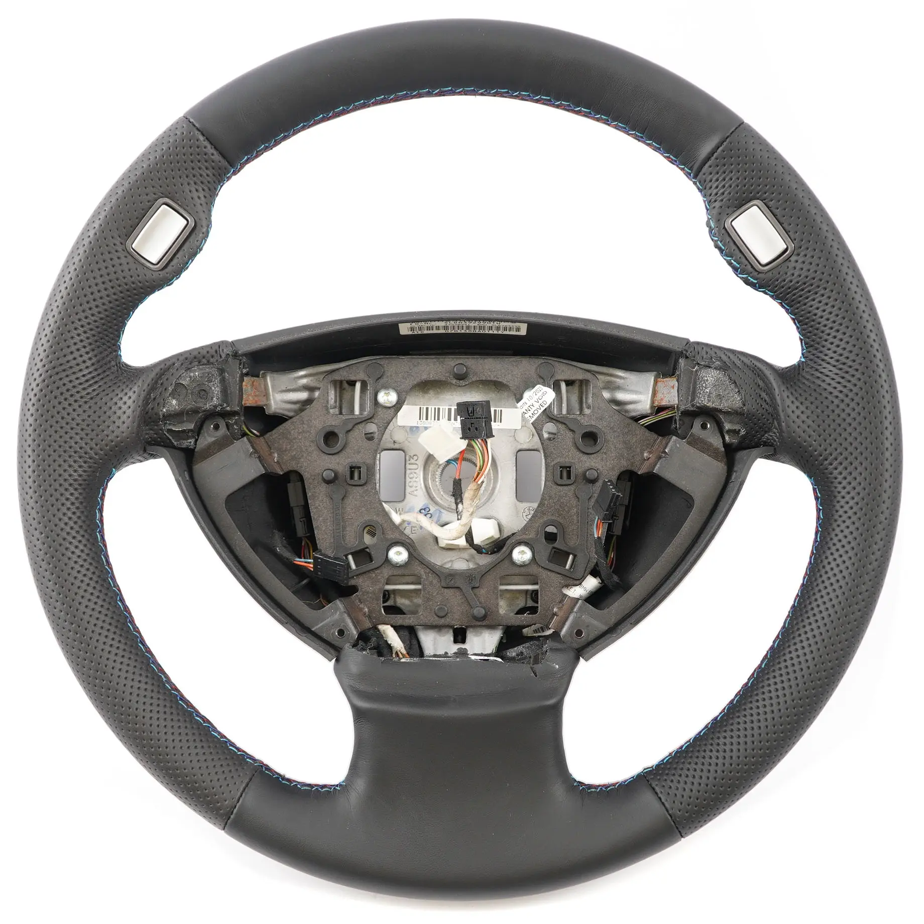 BMW E65 E66 E67 NOUVEAU Cuir Noir Volant Sport en Cuir Noir M-tricolored 