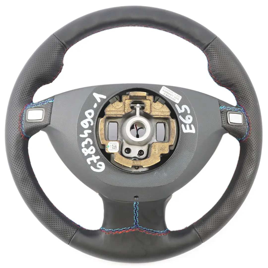 BMW 7 Series E65 E66 E67 Black New Leather Sport Steering Wheel M-tricolored - SKU 6783490-1 - Part number 6783490
