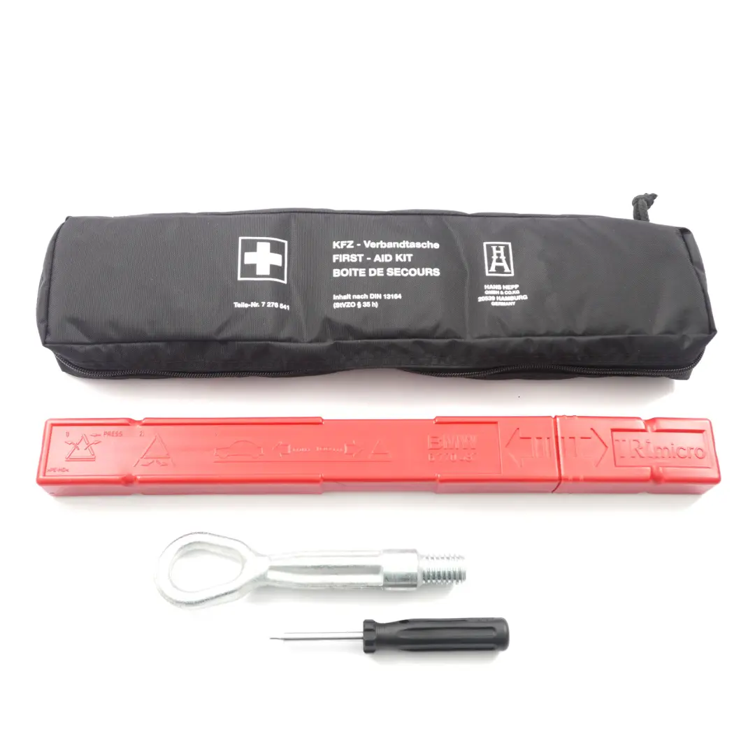 Kit herramientas advertencia triángulo gancho destornillador Set 6788803 para BMW F10 con número de pieza 6788804 BMW F10 Kit herramientas advertencia triángulo gancho destornillador Set 6788803 - SKU 6788804 - Número de pieza 6788804