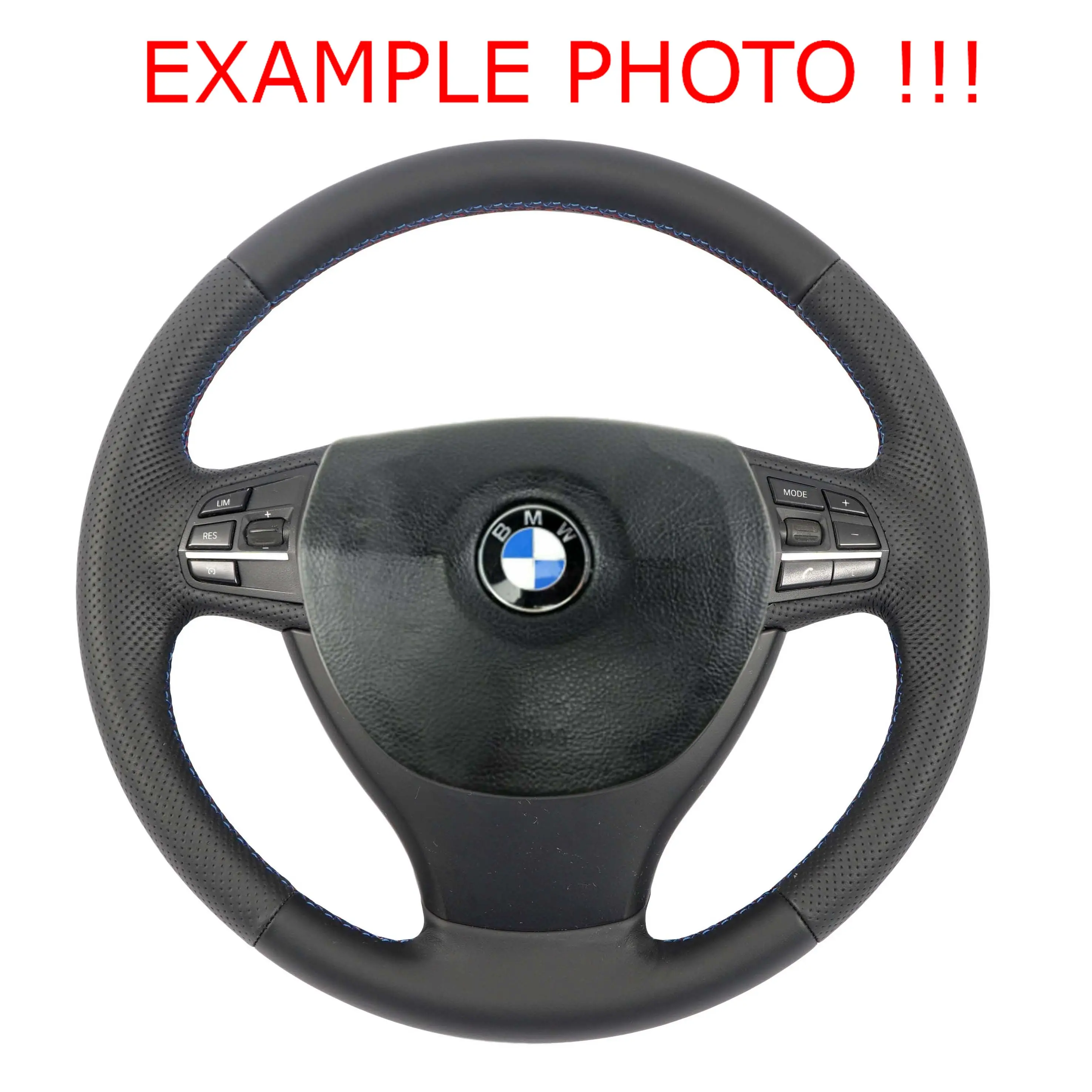 BMW F01 F02 F07 GT F10 F11 NUOVO Volante in pelle nera filettature M-tricolore