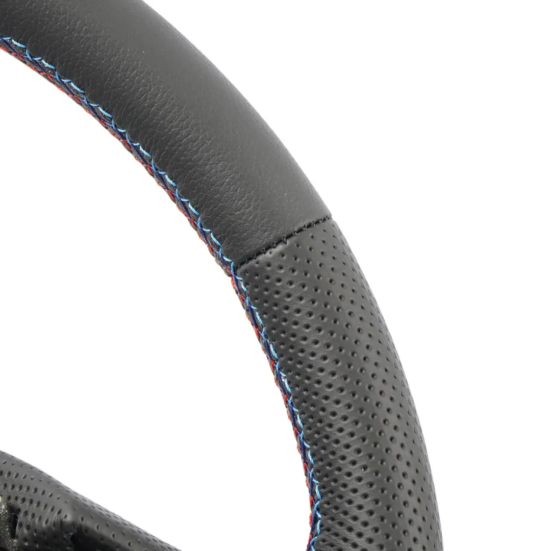Leather Steering Wheel M-tricolored Threads to BMW F01 F02 F07 GT F10 F11 NEW Black with Part number 6790886 BMW F01 F02 F07 GT F10 F11 NEW Black Leather Steering Wheel M-tricolored Threads - SKU 6790886-2 - Part number 6790886