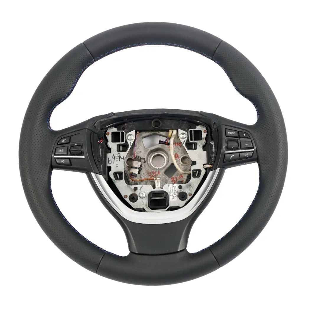 Nuova Pelle Nera Volante Sportivo M-Tricolori per BMW F01 F07 F10 F11 F12 con numero di parte 6790891 BMW F01 F07 F10 F11 F12 Nuova Pelle Nera Volante Sportivo M-Tricolori - SKU 6790891-1 - Numero di parte 6790891