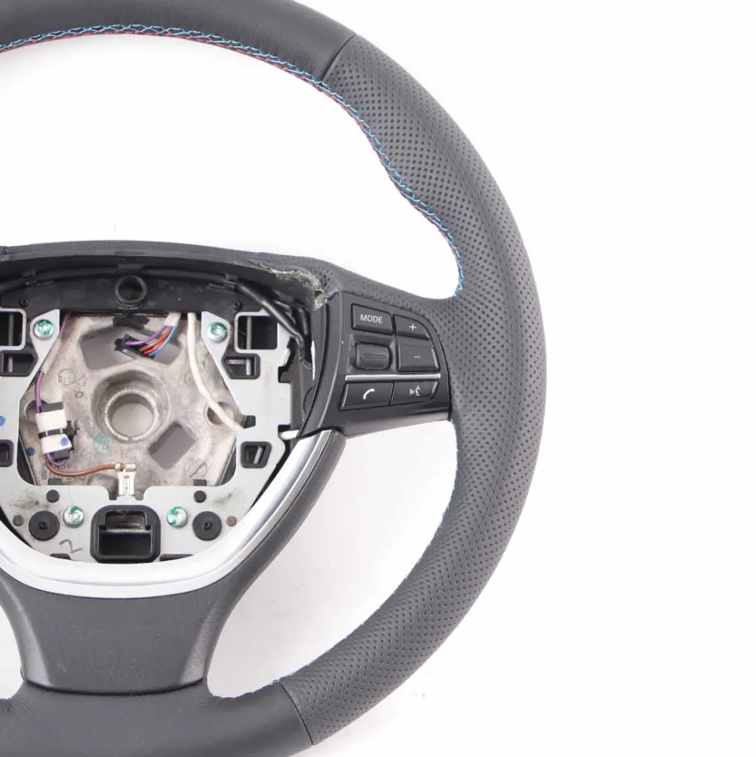 Steering Wheel BMW F10 F11 F12 F07 GT F01 NEW Black Leather M-tricolored to Sport with Part number 6790891 Sport Steering Wheel BMW F10 F11 F12 F07 GT F01 NEW Black Leather M-tricolored - SKU 6790891-3 - Part number 6790891