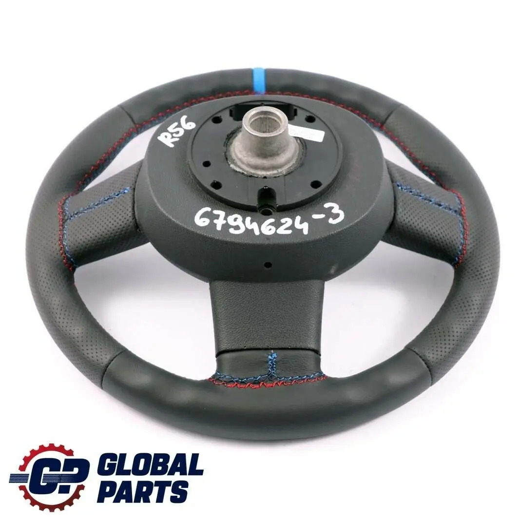 Leather Sport Steering Wheel 3 Spoke Mini Cooper R55 R56 R57 R58 R60 NEW Black - SKU 6794624-3 - Part number 6794624