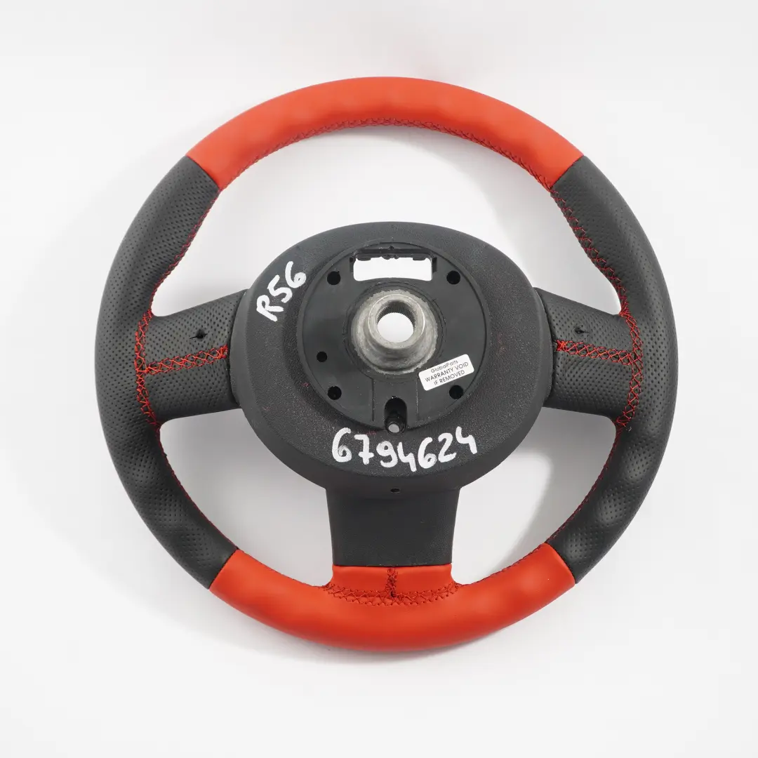Leather Sport Steering Wheel 3 Spoke Mini Cooper One R55 R56 R57 R60 NEW Red - SKU 6794624 - Part number 6794624