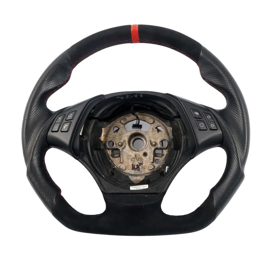 Leather / Alcantara Sport Look Steering Wheel Red Threads to BMW E90 E91 Black with Part number 6795568 BMW E90 E91 Black Leather / Alcantara Sport Look Steering Wheel Red Threads - SKU 6795568-6 - Part number 6795568