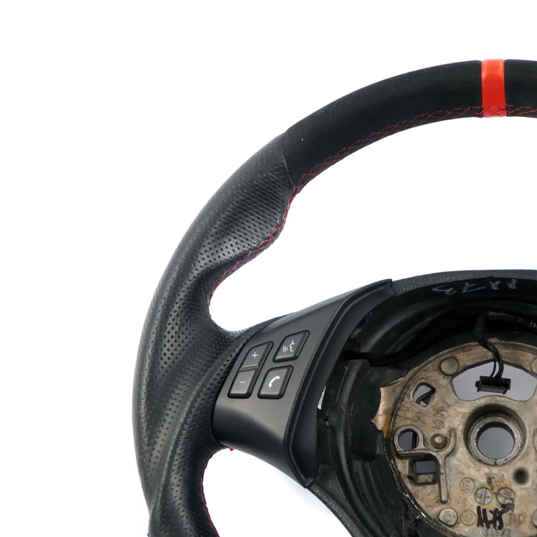 Leather / Alcantara Sport Look Steering Wheel Red Threads to BMW E90 E91 Black with Part number 6795568 BMW E90 E91 Black Leather / Alcantara Sport Look Steering Wheel Red Threads - SKU 6795568-6 - Part number 6795568