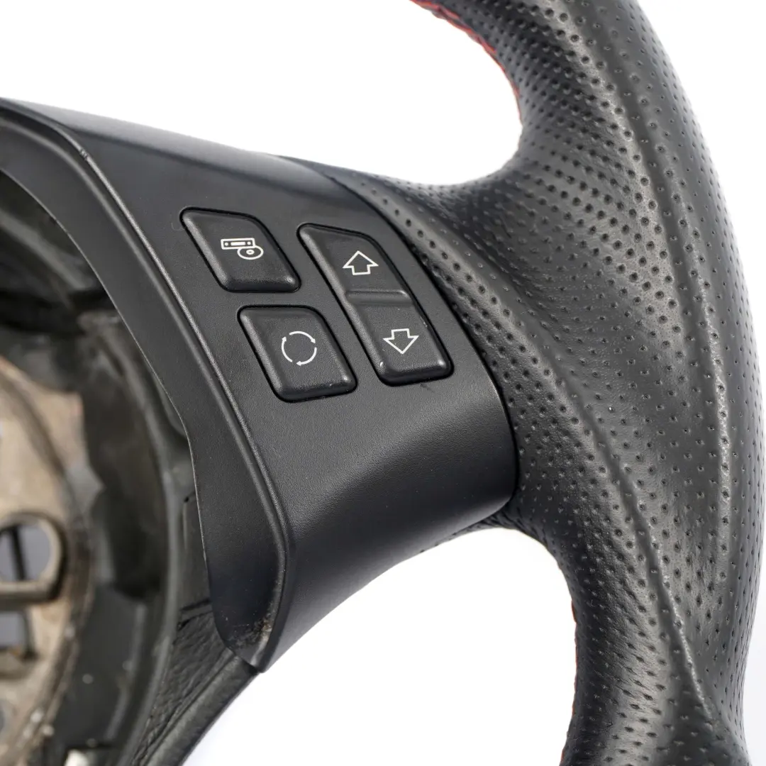 Leather / Alcantara Sport Look Steering Wheel Red Threads to BMW E90 E91 Black with Part number 6795568 BMW E90 E91 Black Leather / Alcantara Sport Look Steering Wheel Red Threads - SKU 6795568-6 - Part number 6795568