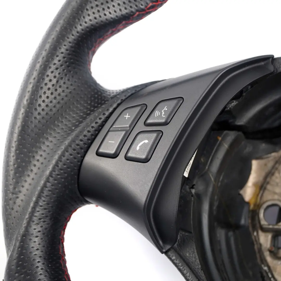 Leather / Alcantara Sport Look Steering Wheel Red Threads to BMW E90 E91 Black with Part number 6795568 BMW E90 E91 Black Leather / Alcantara Sport Look Steering Wheel Red Threads - SKU 6795568-6 - Part number 6795568