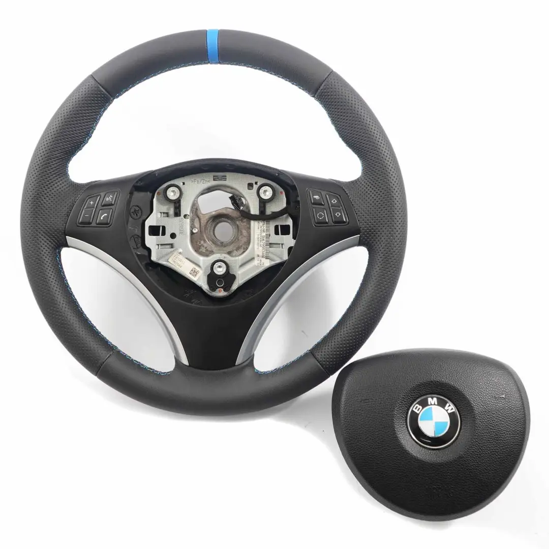 BMW E81 E87 E90 E91 E92 Volant avec NEUF Noir Cuir, M-Sport stylise Airbag - SKU 6795570-15-SET - Numéro de pièce 6795570