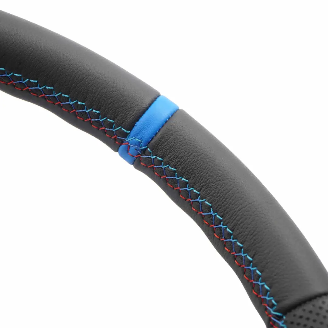 BMW E81 E82 E87 E90 E91 E92 NEW Black Leather M Sport Look Steering Wheel Trim - SKU 6795570-15-SET - Part number 6795570