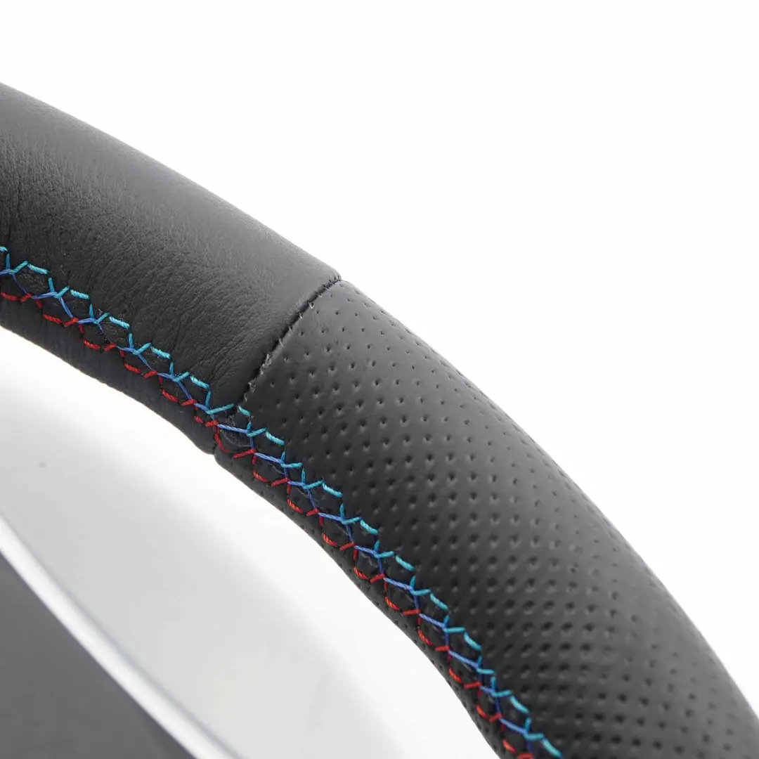 BMW E81 E82 E87 E90 E91 E92 NEW Black Leather M Sport Look Steering Wheel Trim - SKU 6795570-15-SET - Part number 6795570