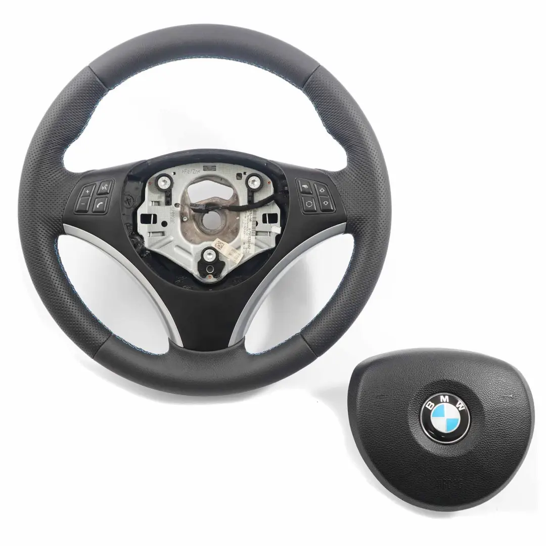 BMW E81 E87 E90 E91 E92 Volant avec NEUF Noir Cuir, M-Sport stylise Airbag - SKU 6795570-2-SET - Numéro de pièce 6795570