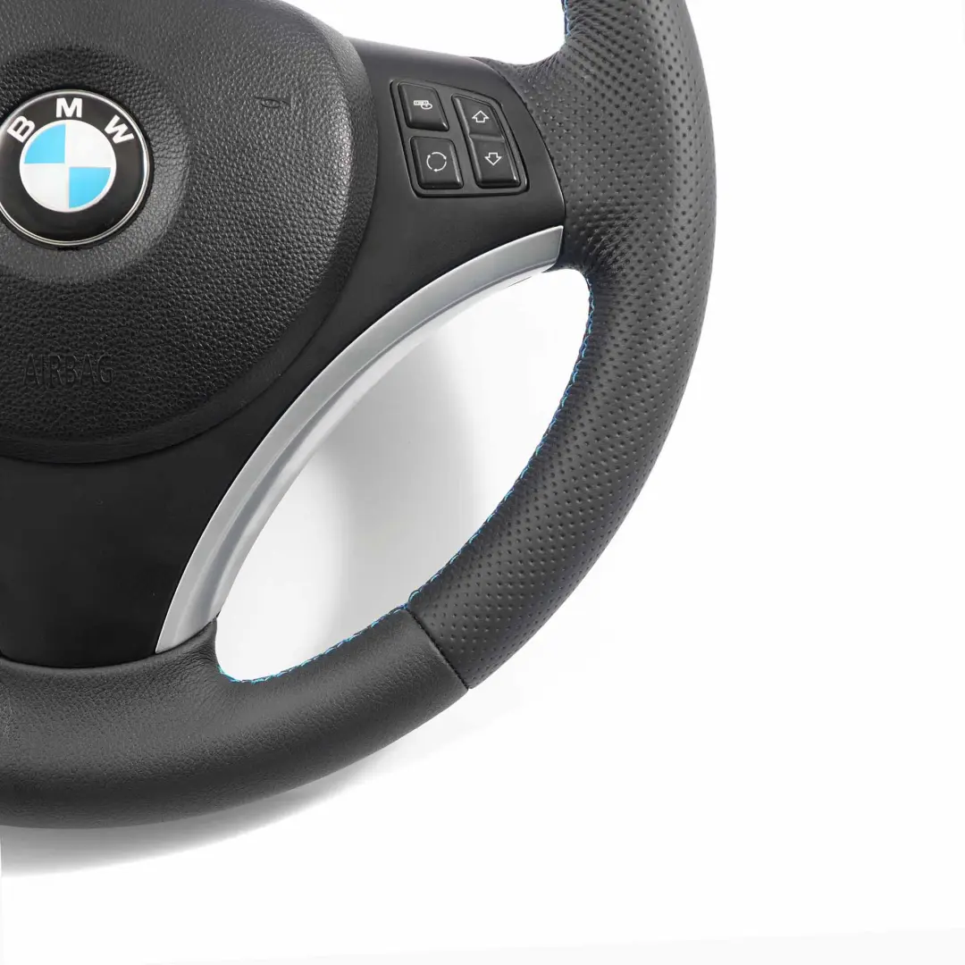 Leather M Sport Look Steering Wheel Trim to BMW E81 E82 E87 E90 E91 E92 NEW Black with Part number 6795570 BMW E81 E82 E87 E90 E91 E92 NEW Black Leather M Sport Look Steering Wheel Trim - SKU 6795570-2-SET - Part number 6795570