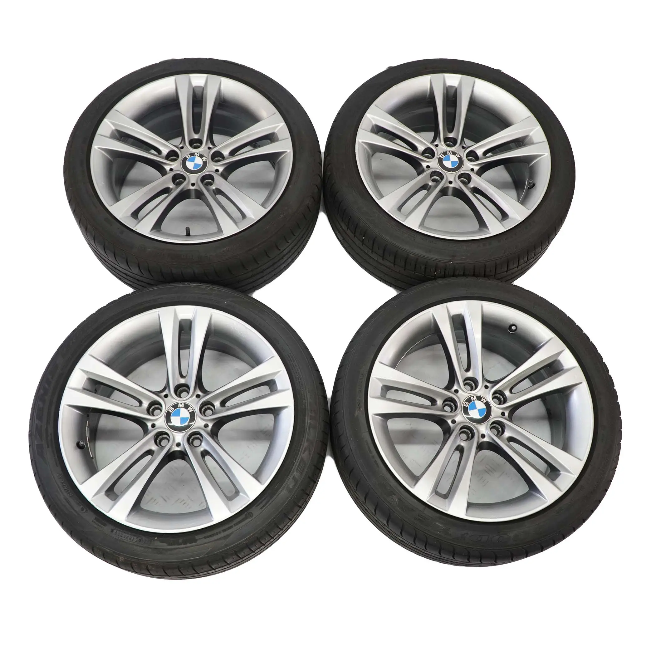 BMW F30 F31 F32 Set completo 4x Cerchi 18" Pneumatici Doppie razze Ferricgrey