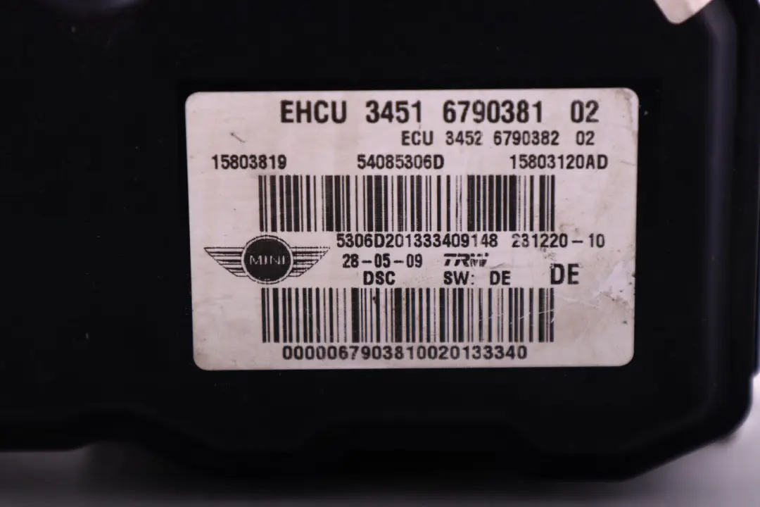 Centralina Hydroaggregat Dsc Pumpenmodu 679038 per Mini Cooper R55 R56 R57 con numero di parte 6790381 Mini Cooper R55 R56 R57 Centralina Hydroaggregat Dsc Pumpenmodu 679038 - SKU 6798847 - Numero di parte 6790381