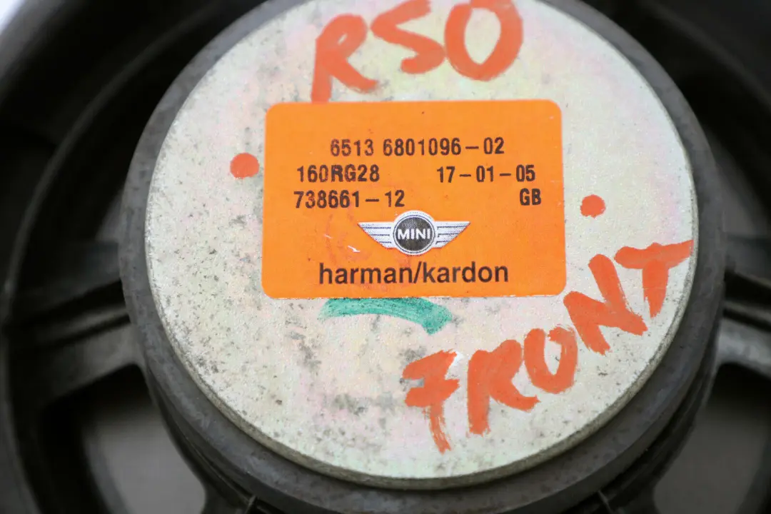 Haut-parleur Harman Kardon Porte avant pour Mini R50 R52 R53 à propos du numéro de pièce 6801096 Mini R50 R52 R53 Haut-parleur Harman Kardon Porte avant - SKU 6801096 - Numéro de pièce 6801096