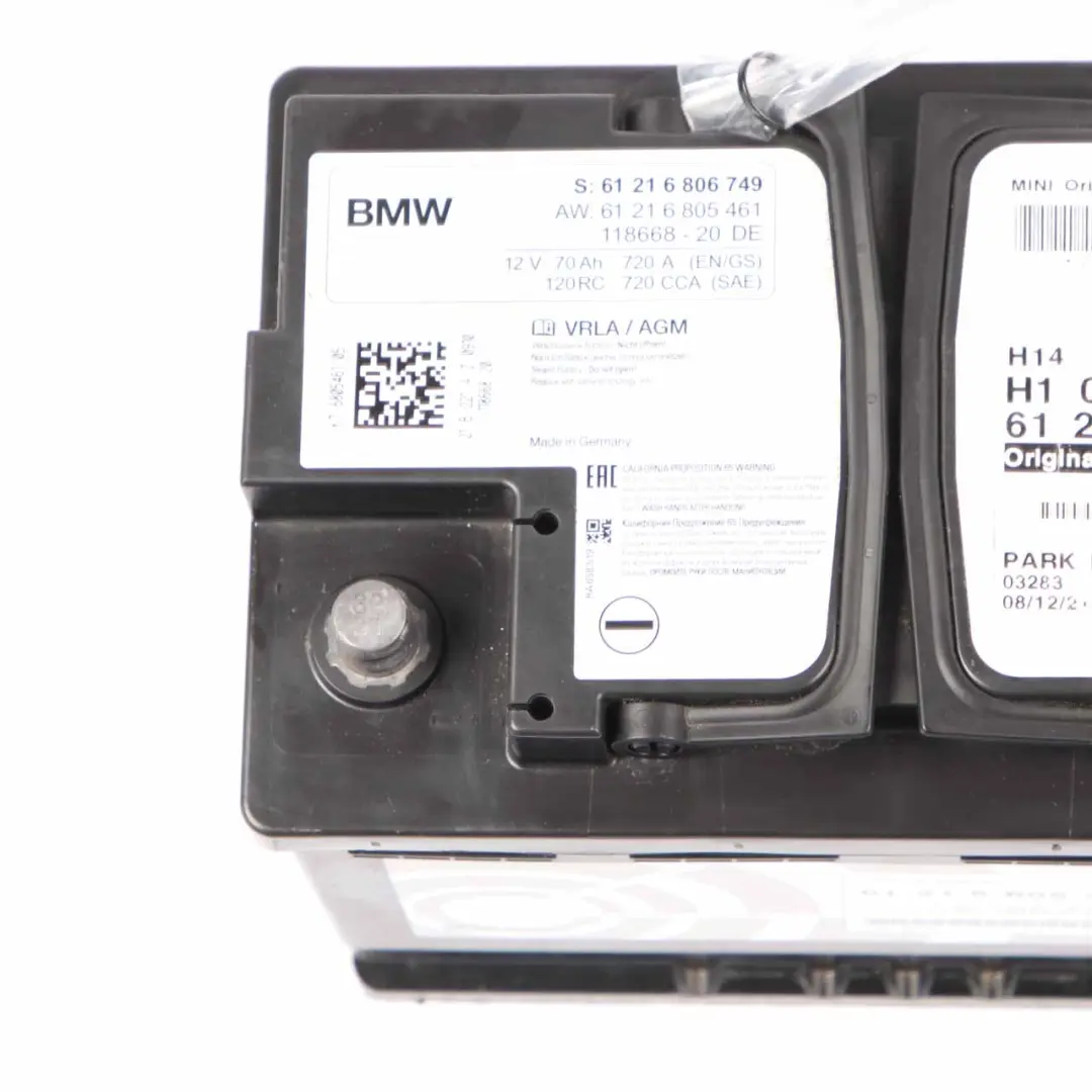 VRLA / AGM 12V Accumulator Battery 70Ah 720A to BMW with Part number 6806749 BMW VRLA / AGM 12V Accumulator Battery 70Ah 720A - SKU 6806749 - Part number 6806749
