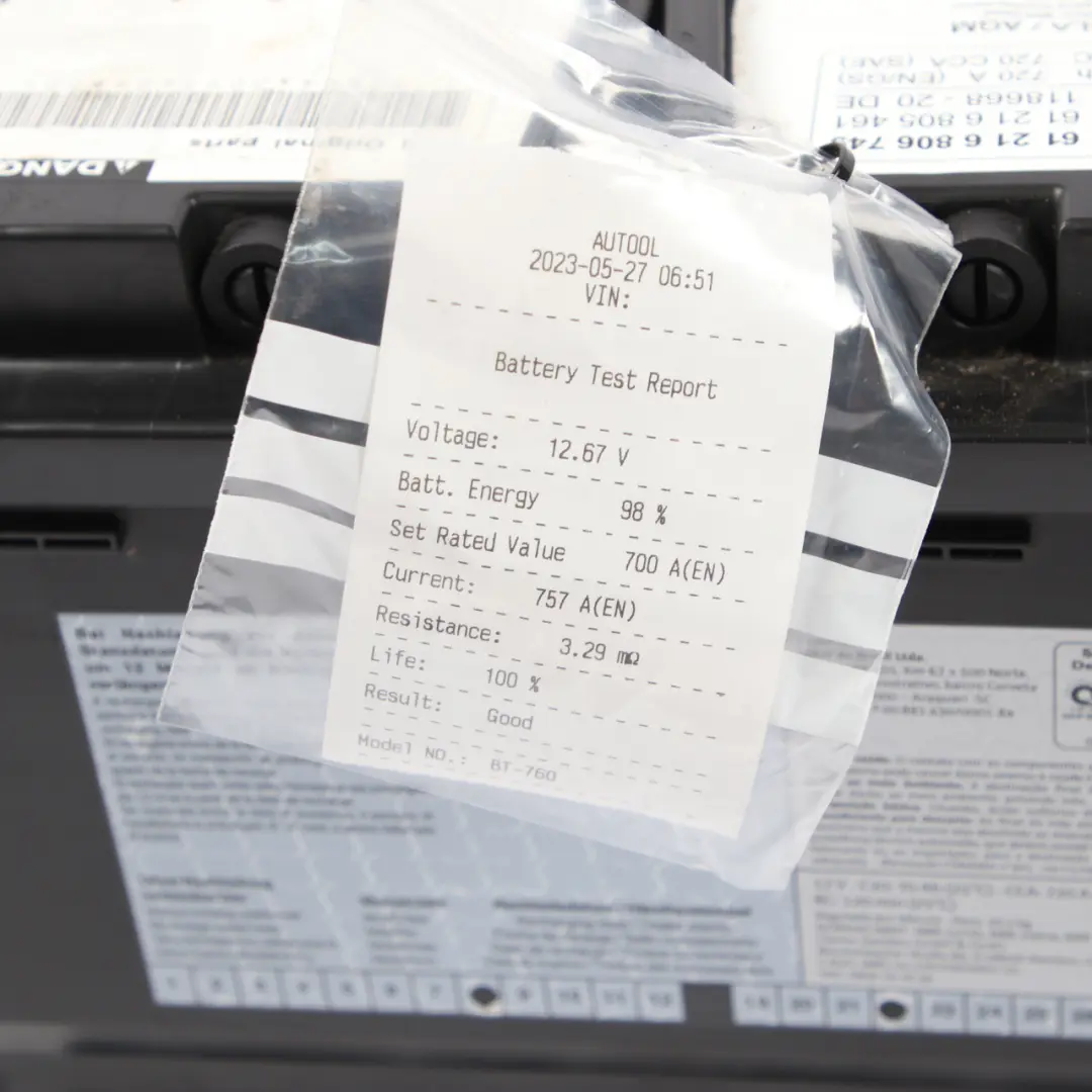 BMW VRLA / AGM 12V Accumulator Battery 70Ah 720A - SKU 6806749 - Part number 6806749