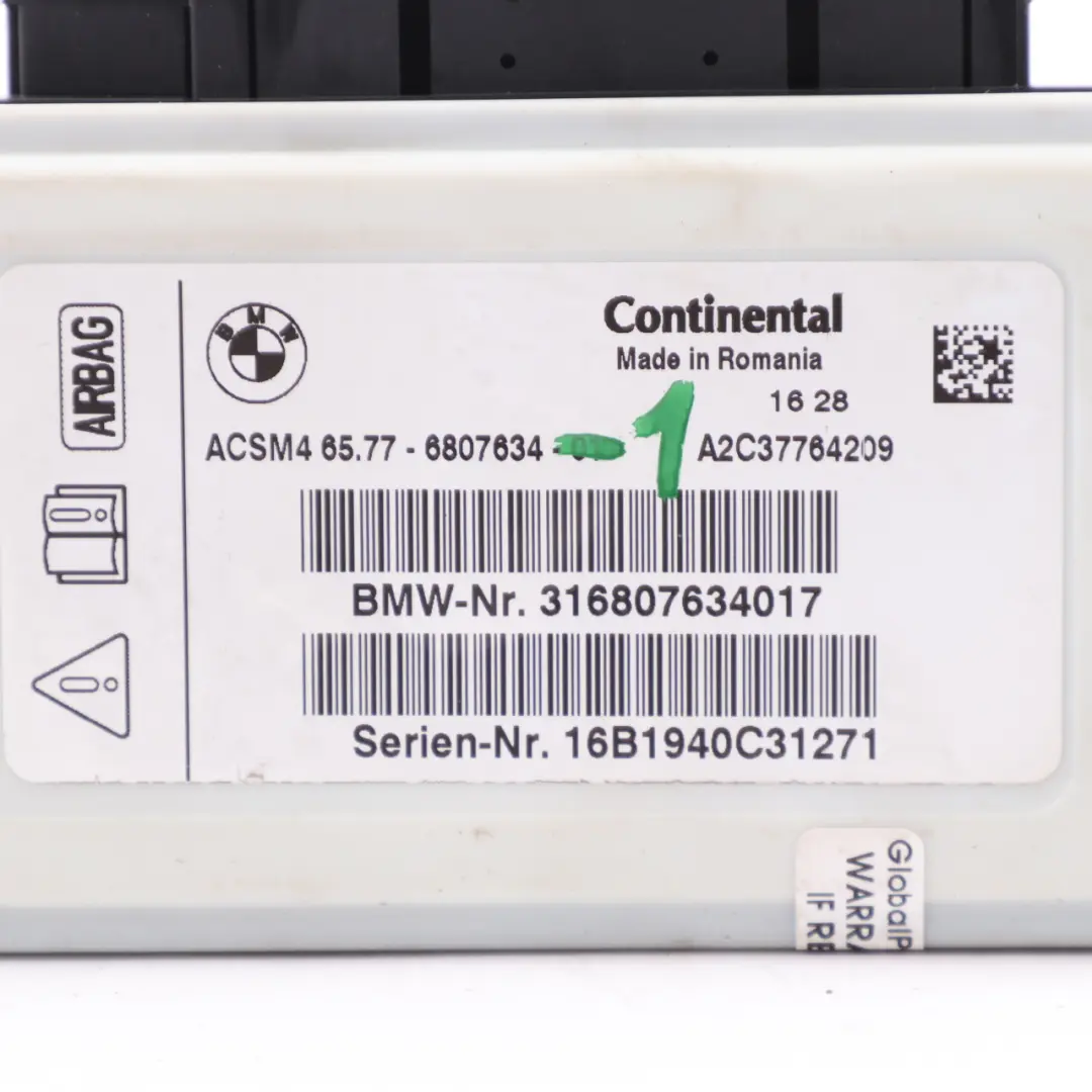 Air Module BMW F10 F11 F22 F30 LCI F32 X3 F25 SRS Control Unit ECU - SKU 6807634-1 - Part number 6807634