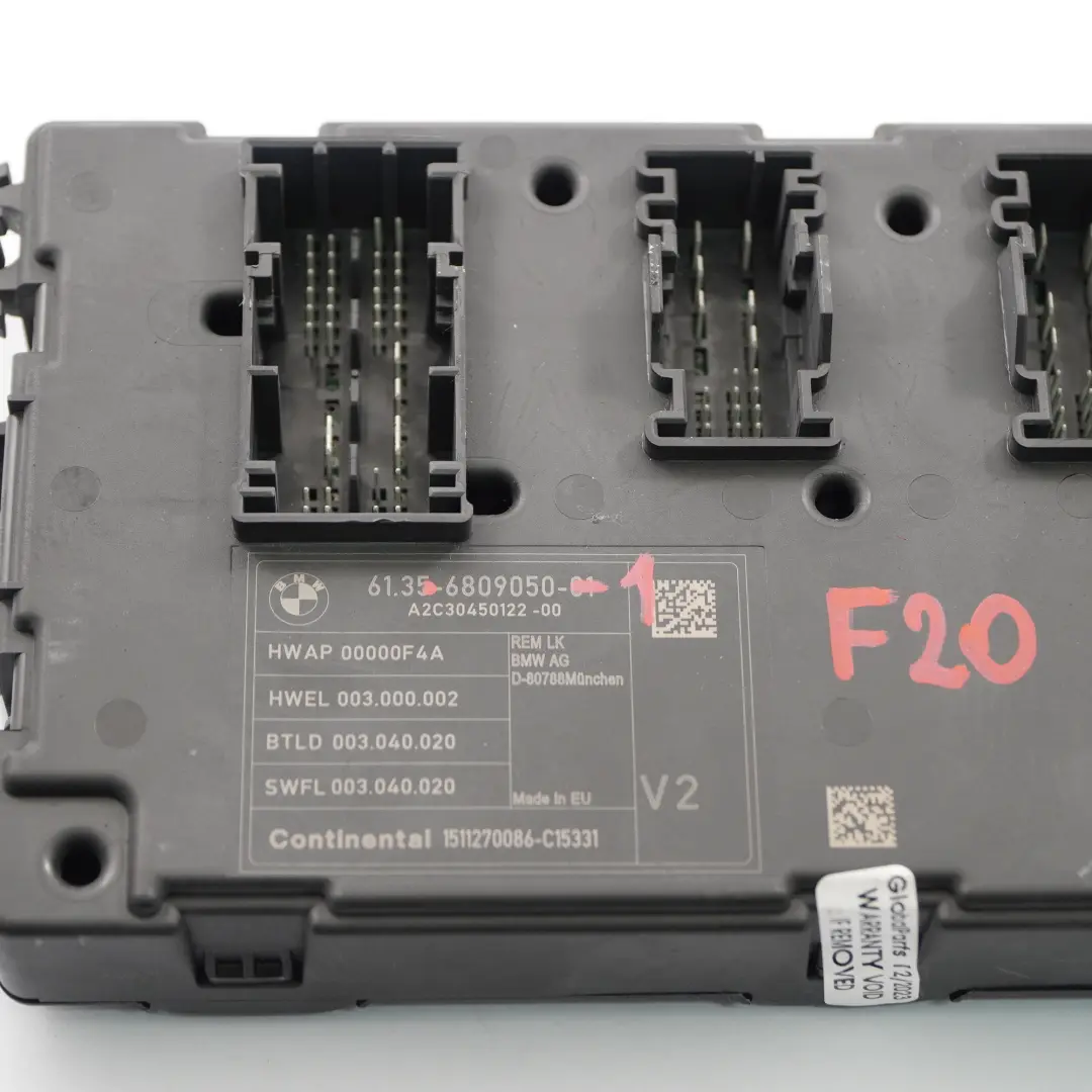BMW F20 F30 F36 Módulo Electrónico Trasero REM Fusibles Unidad V2 ECU - SKU 6809050-1 - Número de pieza 6809050