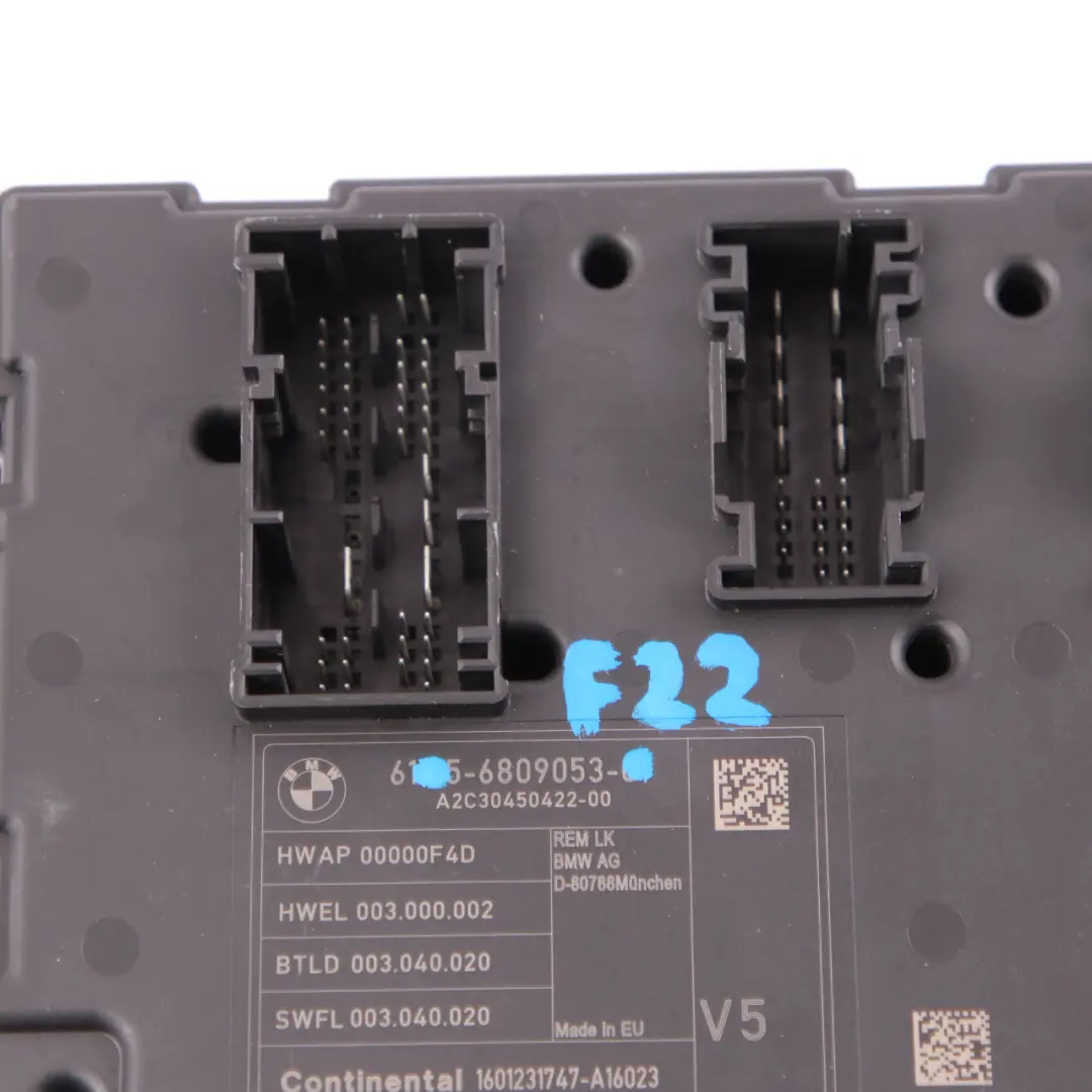 BMW F20 F22 F30 Modulo Posteriore REM Scatola Fusibili Unita Controllo V5 ECU - SKU 6809053 - Numero di parte 6809053