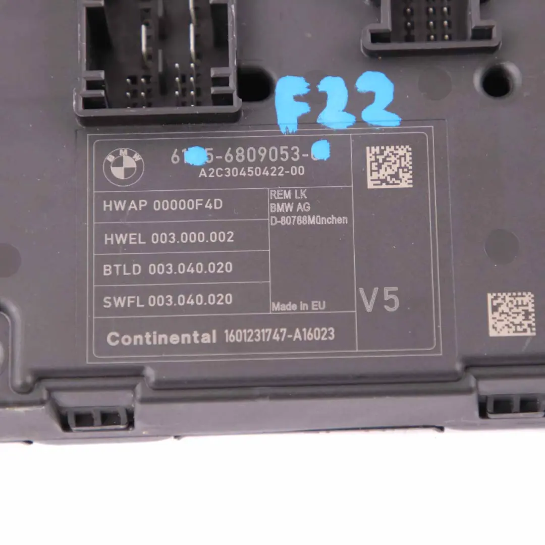BMW F20 F22 F30 Modulo Posteriore REM Scatola Fusibili Unita Controllo V5 ECU - SKU 6809053 - Numero di parte 6809053