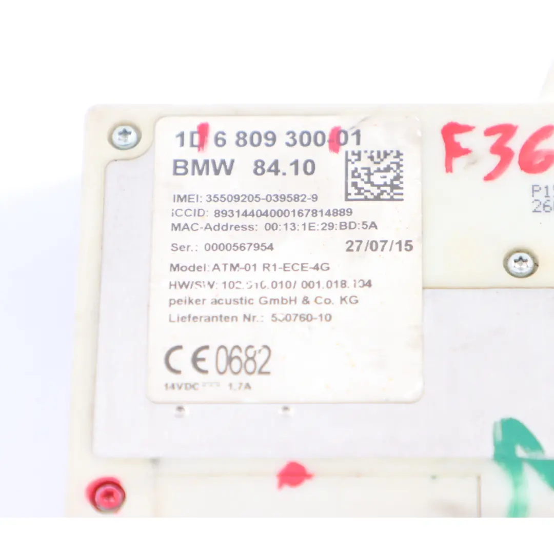 BMW F30 F36 G11 Telematics Module Bluetooth Telematik Control Unit ECU - SKU 6809300 - Part number 6809300
