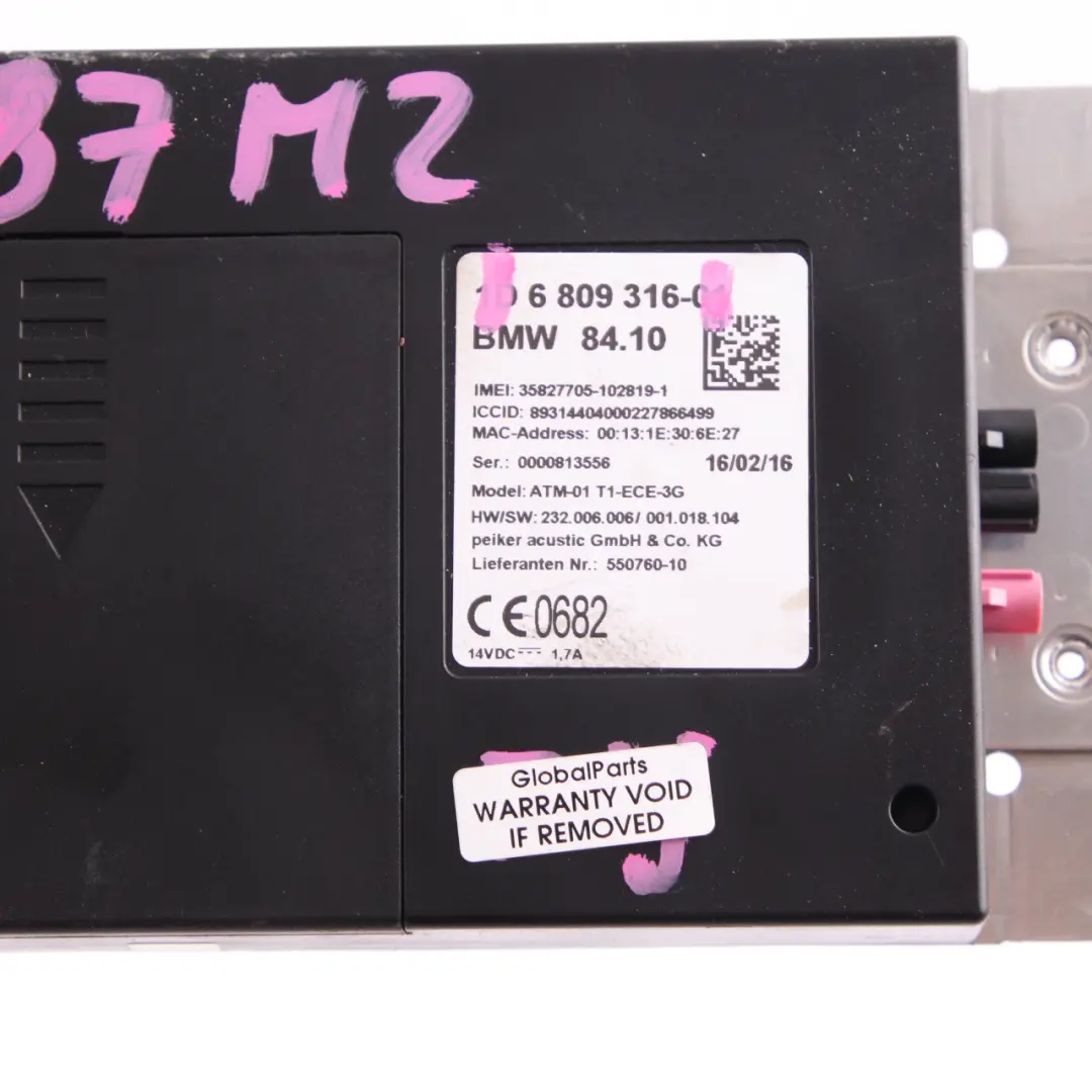 Module Télématique Contrôle Communication Bluetooth pour BMW F10 F20 F23 F30 à propos du numéro de pièce 6809316 BMW F10 F20 F23 F30 Module Télématique Contrôle Communication Bluetooth - SKU 6809316 - Numéro de pièce 6809316