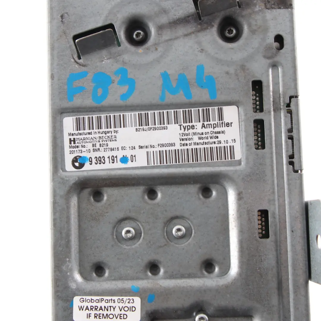 Audio Amplifier BMW F10 F11 F12 F13 Harman/Kardon Top HIFI System Unit 9393191 to with Part number 6815972 Audio Amplifier BMW F10 F11 F12 F13 Harman/Kardon Top HIFI System Unit 9393191 - SKU 6815972 - Part number 6815972
