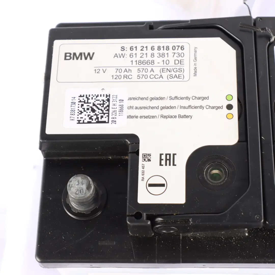 Accumulator Battery 70Ah 570A 8381730 to BMW 12V with Part number 6818076 BMW 12V Accumulator Battery 70Ah 570A 8381730 - SKU 6818076 - Part number 6818076