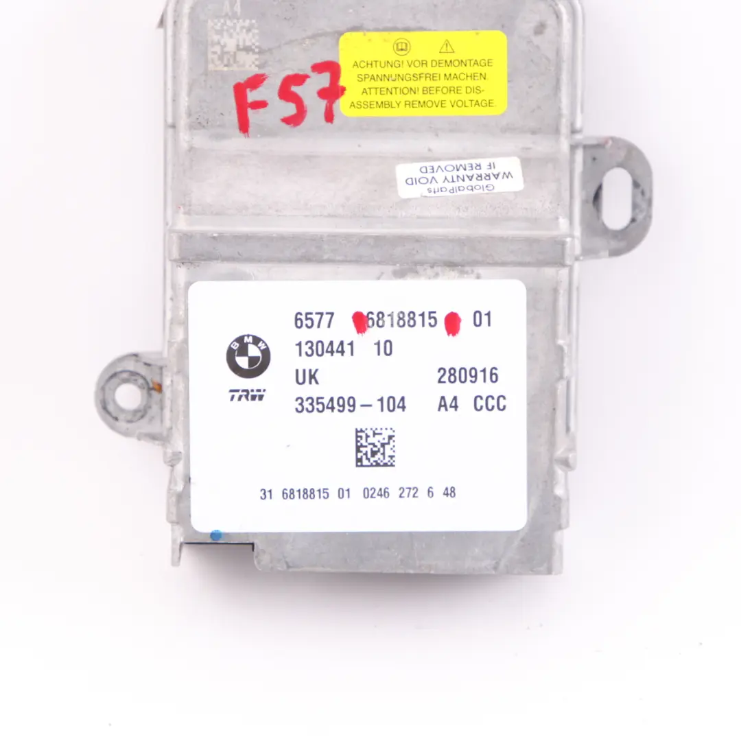 Airbag ECU Control Unit Module to Mini Cooper One F57 Convertible with Part number 6818815 Mini Cooper One F57 Convertible Airbag ECU Control Unit Module - SKU 6818815 - Part number 6818815