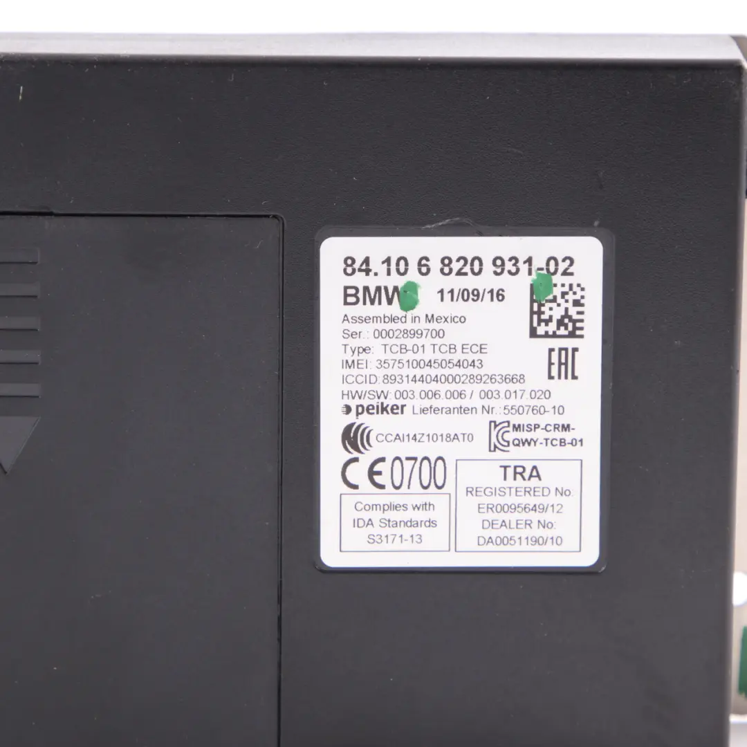 Modulo telematico BMW X1 F48 F20 F30 Bluetooth GPS Unità controllo ECU per con numero di parte 6820931 Modulo telematico BMW X1 F48 F20 F30 Bluetooth GPS Unità controllo ECU - SKU 6820931 - Numero di parte 6820931