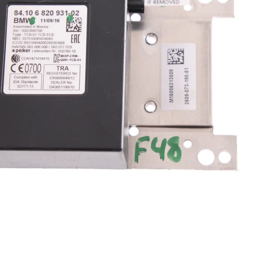 Módulo Telemático BMW X1 F48 F20 F30 Bluetooth GPS Unidad de Control ECU para con número de pieza 6820931 Módulo Telemático BMW X1 F48 F20 F30 Bluetooth GPS Unidad de Control ECU - SKU 6820931 - Número de pieza 6820931