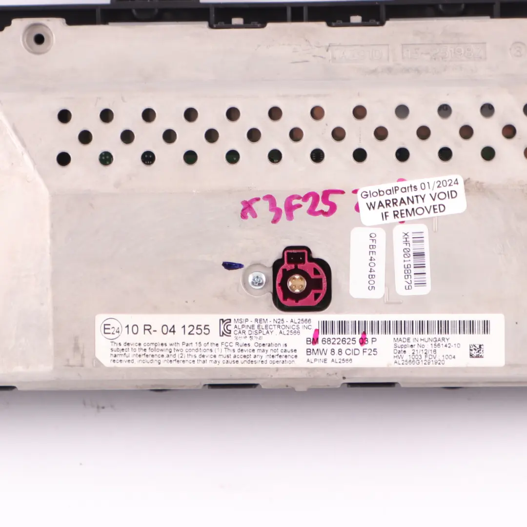 Ekran Wyświetlacz Deski Rozdzielczej BMW X3 F25 X4 F26 8,8"  - SKU 6822625 - Numer Części 6822625