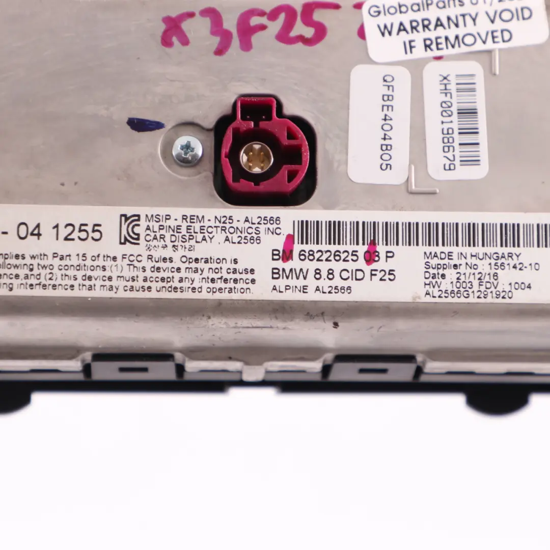  Affichage Central Embarqué Pour Tableau Bord BMW X3 F25 X4 F26 8,8" - SKU 6822625 - Numéro de pièce 6822625