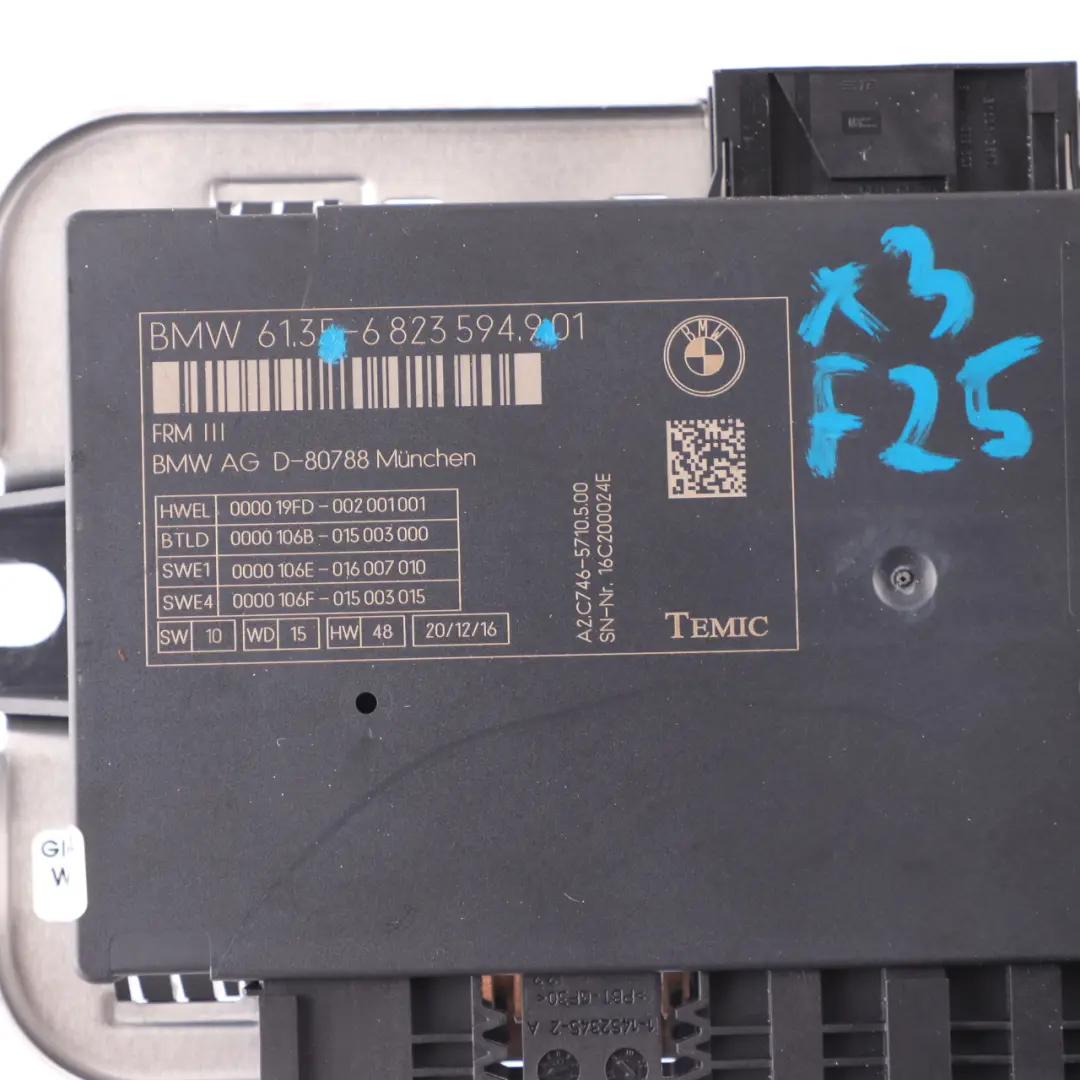 Modulo centralina luci vano piedi FRM III TEMIC per BMW X3 F25 con numero di parte 6823594 BMW X3 F25 Modulo centralina luci vano piedi FRM III TEMIC - SKU 6823594 - Numero di parte 6823594