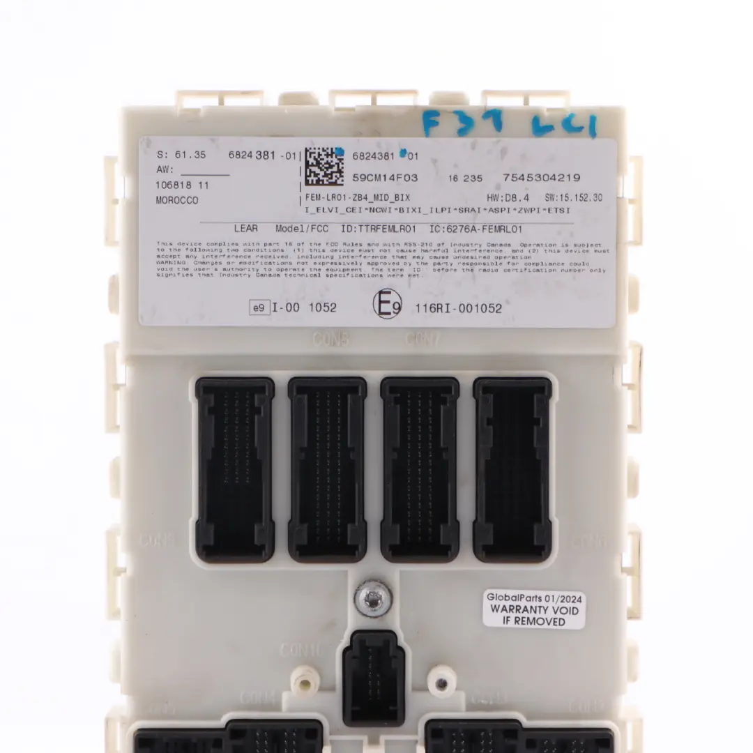 Body Control Module Unit FEM ECU LR01 to BMW F20 F21 F22 F30 F31 F32 with Part number 6824381 BMW F20 F21 F22 F30 F31 F32 Body Control Module Unit FEM ECU LR01 - SKU 6824381 - Part number 6824381
