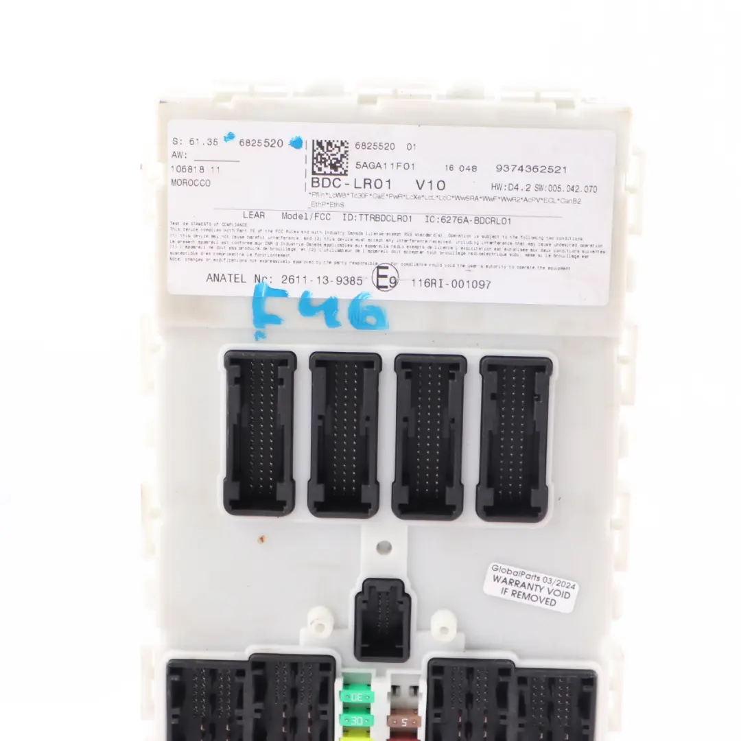 BMW F45 F46 Body Domain Controller BDC Control Unit Module LR01 ECU - SKU 6825520 - Part number 6825520